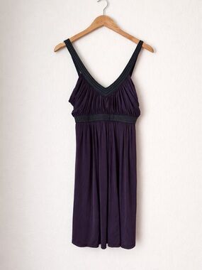 BCBGMaxAzria Silk Blend Dress Size 4 Graphite Purple V-Neck Empire Waist NWT